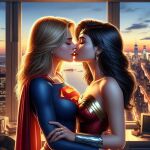 2_girls amazon bangs bare_shoulders big_breasts black_hair blonde_female blonde_hair blue_shirt bracer breast_press breasts cape city cityscape closed_eyes collarbone couple dc_comics dcau diana_prince duo earrings female/female female_only heroine hugging indoors jewelry justice_league justice_league_unlimited kara_zor-el kissing kryptonian leotard lips lipstick long_hair long_sleeves love makeup medium_breasts multiple_girls mutual_yuri neck parted_bangs red_cape red_leotard red_lipstick ring romantic romantic_couple shirt skin_tight straight_hair strapless strapless_leotard sunset supergirl supergirl_(series) superhero_costume superheroine superman_(series) symmetrical_docking themysciran thesupergirlfan thesupergirlfan_(artist) tiara wonder_woman wonder_woman_(series) yuri