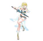 1girl 1girl alluring bikini blonde_and_teal_hair blue_eyes cleavage earrings fire_emblem fire_emblem_heroes fjorm_(fire_emblem) fjorm_(summer)_(fire_emblem) full_body gradient_hair hair_ornament intelligent_systems jewelry looking_at_viewer medium_breasts multicolored_hair nintendo non-web_source official_alternate_costume official_art open_mouth short_hair simple_background smile swimsuit tagme