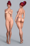 1girl 1girl 1girls 3d 3d_(artwork) alternate_hairstyle ass barefoot breasts gray_background killer_instinct kim_wu_(killer_instinct) microsoft nude nude_female ponytail pussy rareware red_hair simple_background solo_female solo_focus tiangtam xbox_game_studios