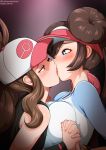 2_girls 2girls blush breast_press breasts_press brown_hair clothed female female/female female_human female_only french_kiss game_freak hilda hilda_(pokemon) holding_hands human human/human interlocked_fingers kiss kissing mei_(pokemon) neocoill nintendo pokemon pokemon_(game) pokemon_black_and_white pokemon_bw pokemon_bw2 rosa rosa_(pokemon) tongue tongue_out touko_(pokemon) yuri