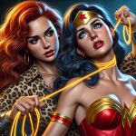 2_girls amazon arm_at_side arm_up armlet armpits bangs barbara_ann_minerva bare_shoulders black_hair blue_eyes bondage bracelet breasts brown_eyes cheetah_(dc) cheetah_print closed_mouth collarbone collared_shirt couple dc_comics dcau defeated defeated_female defeated_heroine diana_prince duo earrings female/female female_only femdom femsub from_behind_position hand_up head_tilt heroine holding holding_object holding_rope hoop_earrings jewelry justice_league justice_league_unlimited lasso_of_truth leotard lezdom lips lipstick long_hair long_sleeves looking_at_another makeup medium_breasts multiple_girls neck necklace parted_bangs parted_lips red_earrings red_hair red_leotard red_lipstick rope rope_bondage serious shirt star star_(symbol) star_print straight_hair strangling strapless strapless_leotard superhero_costume superheroine supervillainess swept_bangs themysciran thesupergirlfan thesupergirlfan_(artist) thick_eyebrows tiara upper_body villainess vulnerable wavy_hair wonder_woman wonder_woman_(series) yellow_shirt yuri