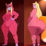 1girl ai_generated ass big_ass breasts fundoshilover101 huge_ass ittle_dew_(series) jenny_(ittle_dew) jenny_fox ludosity onesie