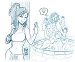 2012 2_girls 2girls asami_sato avatar:_the_last_airbender breasts callmepo female female/female female_only korra monochrome nipples nude pinupsushi sketch spoken_heart tentacle the_legend_of_korra the_legend_of_korra* waterbending yuri