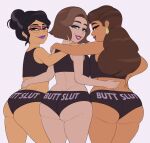  3_girls ass ass_focus brown_hair butt_slut butt_slut_(text) cartoon_milf disney_channel female_only hailey&#039;s_on_it! looking_back milfs mrs._sanchez patricia_banks rear_view sunny_denoga 