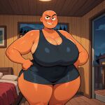 ai_generated bald gigantic_breasts orange_skin