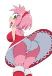1girl amy_rose dress female furry furry_female looking_back panties pantyshot sega solo sonic sonic_the_hedgehog_(series) upskirt white_panties