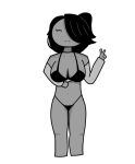 1girl black_hair creator1(artist) emily(creator1) female_focus female_only grey_skin humanoid tied_hair underwear