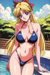 1girl accurate_art_style adult_swim alluring big_breasts bikini bishoujo_senshi_sailor_moon bishoujo_senshi_sailor_moon_r bishoujo_senshi_sailor_moon_r_the_movie bishoujo_senshi_sailor_moon_s bishoujo_senshi_sailor_moon_s_the_movie bishoujo_senshi_sailor_moon_supers bishoujo_senshi_sailor_moon_supers_the_movie blonde_hair blue_eyes cleavage minako_aino pin_up sailor_ojisan swimming_pool toei_animation toonami viz_media