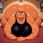 ai_generated bald black_clothing gigantic_ass orange_skin