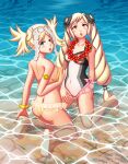 2_girls absurd_res alluring ass barefoot beach bikini blonde_hair blue_eyes butt_crack covered_erect_nipples covered_navel elise_(fire_emblem) elise_(tropical_flower)_(fire_emblem) fire_emblem fire_emblem_awakening fire_emblem_fates flower flower_necklace frilled_bikini frills high_res imo_karubi intelligent_systems jewelry lei lissa_(fire_emblem) long_hair medium_breasts multiple_girls necklace nintendo ocean official_alternate_costume one-piece_bikini partially_submerged purple_eyes strapless strapless_bikini swimsuit water yellow_bikini