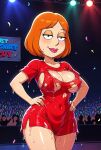 big_breasts erect_nipples_under_clothes family_guy lois_griffin smiling_at_viewer thighs torn_clothes