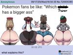 4girls beret big_ass black_hair blonde_hair brown_hair creatures_(company) double_bun f_e_ female_focus female_only game_freak gloria_(pokemon) hat hilda_(pokemon) huge_ass multiple_girls nintendo pokemon pokemon_(anime) pokemon_(game) pokemon_bw pokemon_ss pokemon_xy rosa_(pokemon) serena_(pokemon) younger_female