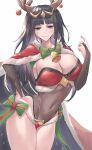 1girl 1girl 1girls alluring antlers bell big_breasts black_eyes black_hair calmgreentori cape christmas christmas_clothing christmas_outfit cleavage detached_sleeves fake_antlers female_only fire_emblem fire_emblem_awakening fire_emblem_warriors hair hand_on_hip hips intelligent_systems long_hair neckwear nintendo revealing_clothes skimpy skimpy_clothes solo_female tharja tharja_(fire_emblem) tharja_(winter)_(fire_emblem) thighs