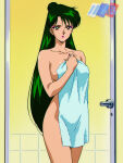 1girl adult_swim after_shower alluring big_breasts bishoujo_senshi_sailor_moon bishoujo_senshi_sailor_moon_r bishoujo_senshi_sailor_moon_s bishoujo_senshi_sailor_moon_s_the_movie bishoujo_senshi_sailor_moon_supers bishoujo_senshi_sailor_moon_supers_the_movie completely_nude_female covering_breasts covering_pussy crimson_eyes dark_green_hair holding_towel michael_benson nude pussy setsuna_meiou toei_animation toonami towel viz_media
