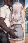 1boy 1girl ai_generated alisa_mikhailovna_kujou ass ass_grab dark-skinned_male dark_skin kaikoi male outside school_uniform tokidoki_bosotto_roshia-go_de_dereru_tonari_no_alya-san tokidoki_bosotto_russian_de_dereru_tonari_no_alya-san