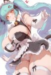 1girl big_breasts blue_hair bubble_butt cleavage goddess_of_victory:_nikke horny inviting_to_sex looking_at_viewer pose privaty_(nikke) privaty_(unkind_maid)_(nikke) standing still_dope stockings teasing thick_thighs yellow_eyes