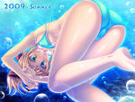 1girl 2009 barefoot bikini blonde_hair blush breasts bubble byuune cameltoe cassandra_alexandra drowning feet female female_only freediving green_eyes human nipple_slip nipples pussy solo soul_calibur swimsuit underwater wardrobe_malfunction water