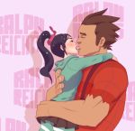 1girl adult aged_up black_hair disney kiss vanellope_von_schweetz wreck-it_ralph wreck-it_ralph_(character)