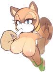 1girl aged_up alternate_breast_size alternate_hair_color animal_nose anthro areola big_areola big_breasts black_nose blue_eyes breasts brown_fur exposed_torso eyelashes eyes female female_focus female_only flat_colors footwear furry gloves green_shoes handwear huge_areolae huge_breasts ice_cream large_areolae long_eyelashes marine marine_the_raccoon mobian_(species) mostly_nude naked_footwear nipples nose nude nude_female older plantpenetrator raccoon raccoon_ears raccoon_girl raccoon_tail scrunchie sega shoes solo solo_female solo_focus sonic_rush_adventure sonic_the_hedgehog_(series) sucking twin_tails white_background white_fur
