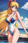 1girl accurate_art_style adult_swim alluring big_breasts bikini bishoujo_senshi_sailor_moon bishoujo_senshi_sailor_moon_r bishoujo_senshi_sailor_moon_r_the_movie bishoujo_senshi_sailor_moon_s bishoujo_senshi_sailor_moon_s_the_movie bishoujo_senshi_sailor_moon_supers bishoujo_senshi_sailor_moon_supers_the_movie blonde_hair blue_eyes minako_aino one-piece_bikini pin_up sailor_ojisan swimming_pool toei_animation toonami viz_media