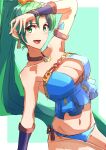 1girl alluring alternate_costume blue_bikini blue_swimsuit female_only fire_emblem fire_emblem:_the_blazing_blade fire_emblem_heroes fire_emblem_warriors intelligent_systems lyn lyn_(fire_emblem) lyndis lyndis_(fire_emblem) nintendo official_alternate_costume open_mouth swimsuit to_(tototo_tk)