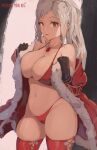 1girl 1girl 1girls artist_name big_breasts bikini black_gloves brown_eyes cameltoe christmas english_commentary fire_emblem fire_emblem_awakening fire_emblem_warriors fur-trimmed_robe fur_trim gloves grey_hair groin high_res intelligent_systems jewelry light-skinned_female light_skin long_hair looking_at_viewer mirai_hikari miraihikari navel necklace nintendo open_mouth patreon_username pussy red_bikini red_robe red_thighhighs robe robin_(fire_emblem) robin_(fire_emblem)_(female) santa_bikini skindentation stockings stomach swimsuit thighs twin_tails wavy_hair
