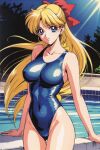 1girl accurate_art_style adult_swim alluring big_breasts bikini bishoujo_senshi_sailor_moon bishoujo_senshi_sailor_moon_r bishoujo_senshi_sailor_moon_r_the_movie bishoujo_senshi_sailor_moon_s bishoujo_senshi_sailor_moon_s_the_movie bishoujo_senshi_sailor_moon_supers bishoujo_senshi_sailor_moon_supers_the_movie blonde_hair blue_eyes minako_aino one-piece_bikini pin_up sailor_ojisan swimming_pool toei_animation toonami viz_media