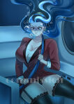 1girl asphyxiation big_breasts breasts cleavage clothed clothes clothing collarbone drowning earrings female female_only garter_straps glasses heathcliff_(artist) hips huge_breasts human human_only long_hair necklace office_clothing office_lady panties peril plane ponytail red_eyes seat seatbelt seika_jogakuin_kounin_sao_ojisan shirt skirt solo solo_female stockings sumeragi_rikka_(seika_jogakuin_kounin_sao_ojisan) thick thick_thighs thighs underwater wide_hips