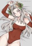 1girl 1girl 1girls= alluring alternate_costume christmas edelgard_von_hresvelg edelgard_von_hresvelg_(snowfall_future) female_only fire_emblem fire_emblem:_three_houses fire_emblem_heroes firearm grey_hair high-angle_view intelligent_systems looking_at_viewer medium_breasts mourderousx nintendo purple_eyes thighs