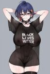 1girl ai_generated belle_(zenless_zone_zero) black_lives_matter blush breasts choker grin hips huge_breasts interracial light-skinned_female light_skin looking_at_viewer mihoyo nipples smile sweat sweatdrop thick_thighs thighs truck-kun_art voluptuous voluptuous_female wide_hips zenless_zone_zero