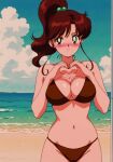 1girl accurate_art_style adult_swim alluring beach big_breasts bikini bishoujo_senshi_sailor_moon bishoujo_senshi_sailor_moon_r bishoujo_senshi_sailor_moon_r_the_movie bishoujo_senshi_sailor_moon_s bishoujo_senshi_sailor_moon_s_the_movie bishoujo_senshi_sailor_moon_supers bishoujo_senshi_sailor_moon_supers_the_movie brown_hair cleavage green_eyes makoto_kino nightcore_(artist) ocean pin_up toei_animation toonami viz_media