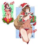 1girl big_breasts bikini brown_hair bubble_butt cleavage green_hair horny inviting_to_sex jk_arts07 pose standing swimsuit teasing thick_thighs