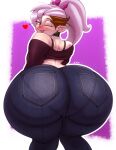 1girl 1girl 1girls amity_blight ass ass_focus big_ass bottom_heavy bubble_ass bubble_butt clothing fat_ass female_only huge_ass jeans large_ass looking_at_viewer looking_back massive_ass n-kosi n-kosi_(coloring) pants pantylines pink_hair purple_hair shoulderless_shirt the_owl_house the_owl_house_(finale) thick_ass thick_thighs thunder_thighs tongue tongue_out wide_hips wink winking_at_viewer