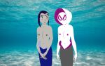 belly_button blue_tail breasts breasts gray_skin mermaid mermaid_girl purple_eyes purple_hair raven_(dc) raven_(teen_titans) ravenravenraven spider-gwen topless topless_female