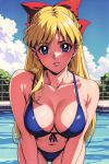 1girl accurate_art_style adult_swim alluring big_breasts bikini bishoujo_senshi_sailor_moon bishoujo_senshi_sailor_moon_r bishoujo_senshi_sailor_moon_r_the_movie bishoujo_senshi_sailor_moon_s bishoujo_senshi_sailor_moon_s_the_movie bishoujo_senshi_sailor_moon_supers bishoujo_senshi_sailor_moon_supers_the_movie blonde_hair blue_eyes minako_aino pin_up sailor_ojisan swimming_pool toei_animation toonami viz_media