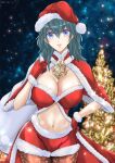 1girl 1girl 1girl alluring alternate_costume big_breasts byleth_(fire_emblem) byleth_(fire_emblem)_(female) christmas female_only fire_emblem fire_emblem:_three_houses fsn_natu intelligent_systems leggings looking_at_viewer nintendo open_mouth teal_eyes teal_hair