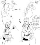  big_breasts cleavage cosplay kairi kingdom_hearts larxene monochrome plump vore white_background 