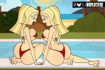 1girl 2_girls 2d after_kiss amy_(tdi) ass badluckae big_ass big_breasts bikini breasts female_focus female_only human light-skinned_female samey_(tdi) sisters tagme total_drama:_pahkitew_island total_drama_island twins
