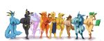 anthro big_breasts blitza breasts chubby eevee eeveelution espeon female flareon glaceon hyper jolteon leafeon male nintendo nipples overweight plain_background pokemon pokemorph spazzykoneko umbreon vaporeon video_games white_background wide_hips