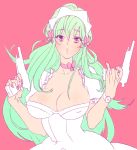 1boy :o big_breasts breasts green_hair gun ixion_saga large_breasts long_hair mariandale nail_polish solo teyrapak trap weapon