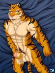 abs bed biceps cum cum_on_chest cum_on_stomach cumshot cute dream_and_nightmare feline furry green_eyes looking_at_viewer male masturbation muscles orgasm pecs penis solo testicles tiger uncut