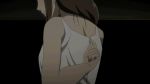 1girl animated animated_gif bouncing_breasts breasts brown_hair dress gif medium_breasts mirai_nikki nipples no_bra smile source_request strap_pull undressing unzipped unzipping wakaba_moe white_dress