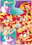  2_girls 2girls alicorn blush comic equestria_girls equestria_untamed female female/female female_only female_unicorn horn like_humans_do nude palcomix pony princess_celestia princess_celestia_(mlp) sunset_shimmer sunset_shimmer_(eg) unicorn 