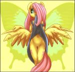 atryl bottomless butterfly cloth clothing cutie_mark equine female fluttershy fluttershy_(mlp) friendship_is_magic gap hair horse insect long_hair mlp my_little_pony navel nervous pegasus pink pink_hair pony pussy solo wings yellow_fur