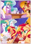  2_girls 2girls alicorn comic equestria_girls equestria_untamed female female_only female_unicorn horn like_humans_do nude palcomix pony princess_celestia princess_celestia_(mlp) sunset_shimmer sunset_shimmer_(eg) tail unicorn wings 