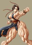 1girl abs alternate_costume breasts capcom chun-li extreme_muscles highres muscle muscles muscular muscular_female purukogi purukogi_(plasma_beach) solo street_fighter