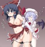 2girls anal arm_grab arm_held_back bad_id bat_wings black_hair blue_hair blush bow breast_slip breasts detached_sleeves from_behind futa_on_female futa_with_female futanari futanari_with_female hakurei_reimu hat hips multiple_girls no_testicles one_breast_out panties panty_pull pussy pussy_juice remilia_scarlet revealing_clothes ribbon sex short_hair touhou touru_tarou translated uncensored underwear useless_clothes wide_hips wings