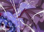  1girl bat_wings blue_hair blush breasts bukkake cum fellatio nipples oral penis raiden_(artist) remilia_scarlet sex short_hair solo solo_focus spitroast touhou uncensored wings 