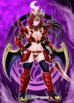 armor bat_wings big_breasts black_hair black_legwear boots breasts cleavage duel_monster gauntlets genderswap gloves helmet high_heels huge_breasts jadenkaiba jadenkaiba_(artist) large_breasts legendary_six_samurai_-_shi-en legendary_six_samurai_-_shi_en legendary_six_samurai_shi_en long_hair lowres navel panties ponytail power_suit red_eyes shoes smile solo stockings sword thighhighs thighs thong underwear weapon wings yu-gi-oh!