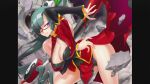  big_breasts blazblue breasts cleavage cleavage_cutout hair_ornament lao_jiu litchi_faye_ling panda panties ponytail purple_eyes ruins satou_shouji staff thighs underwear 